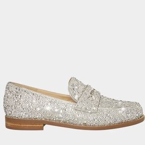 Betsy Johnson ARON SILVER rhinestone loafers shoes BRAND NEW WITH BOX